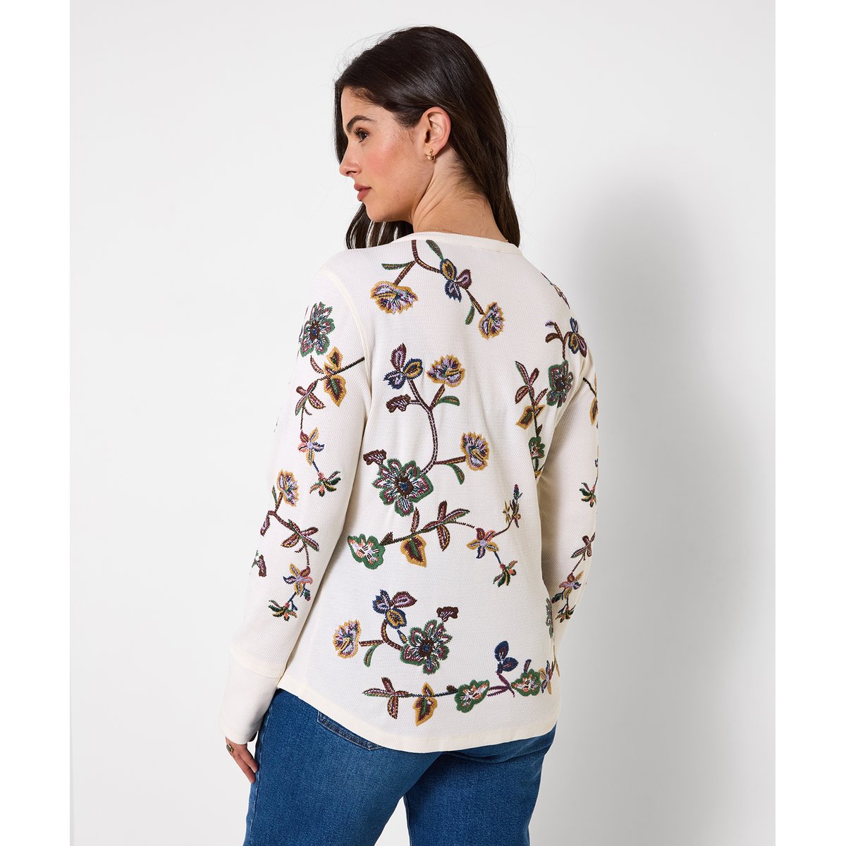 Henley en Jersey Brodé Ellie beige, JOE BROWNS