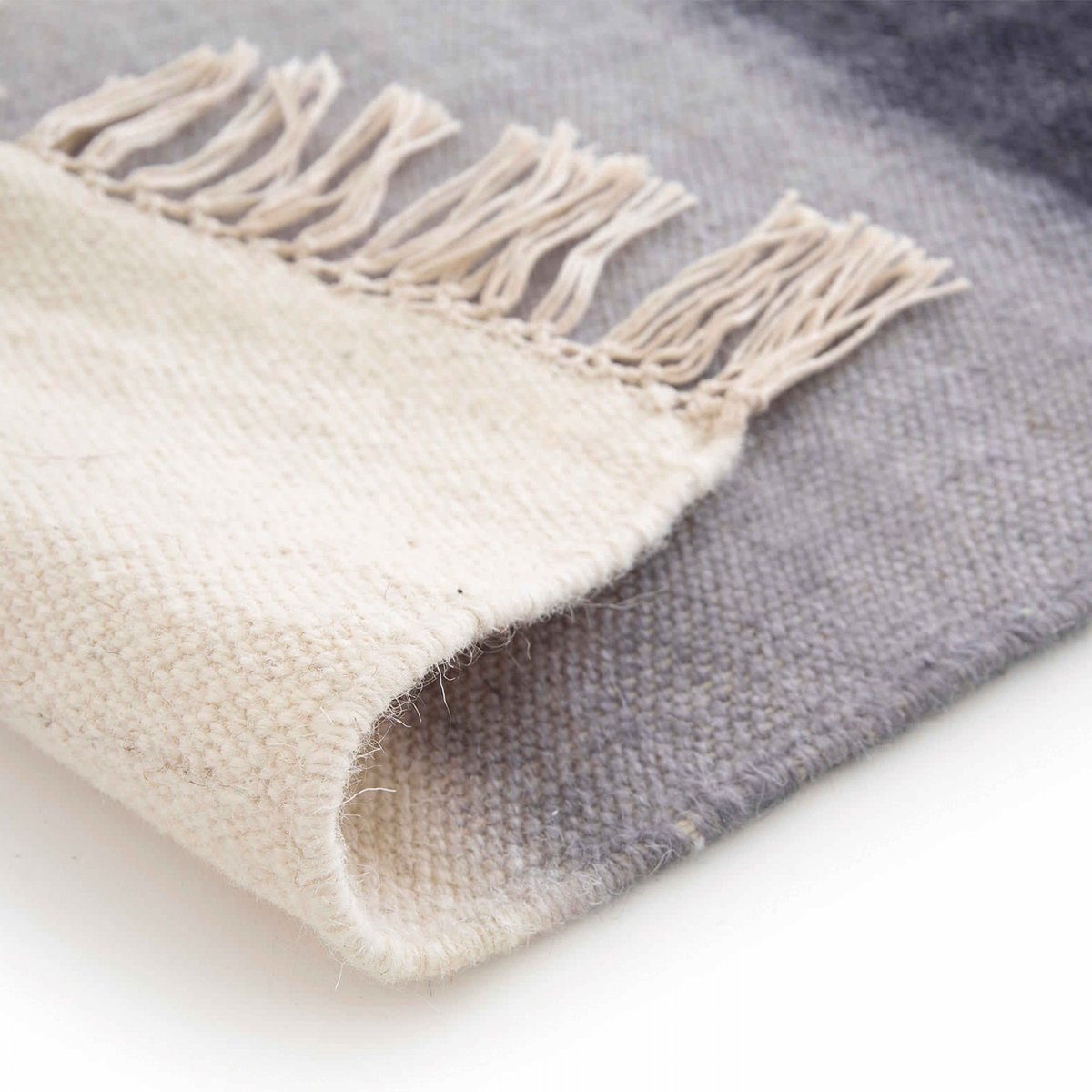 Tapis en laine tissé à plat DUNA bleu, OVIALA