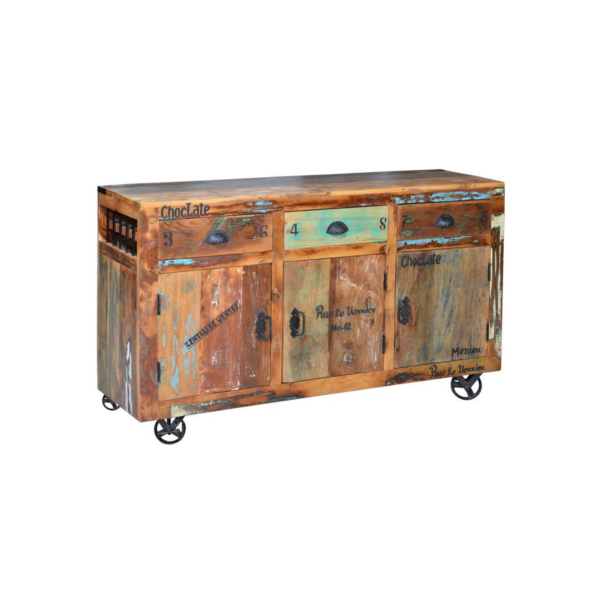 Buffet 3 tiroirs - ROSALIA marron, DECORATION D’AUTREFOIS