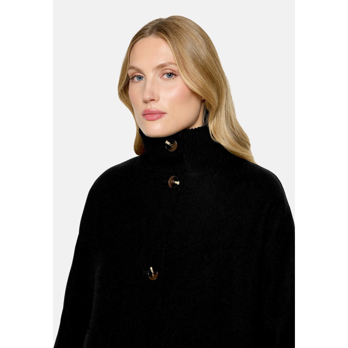 Manteau en laine à détails tricotés noir, BETTY BARCLAY