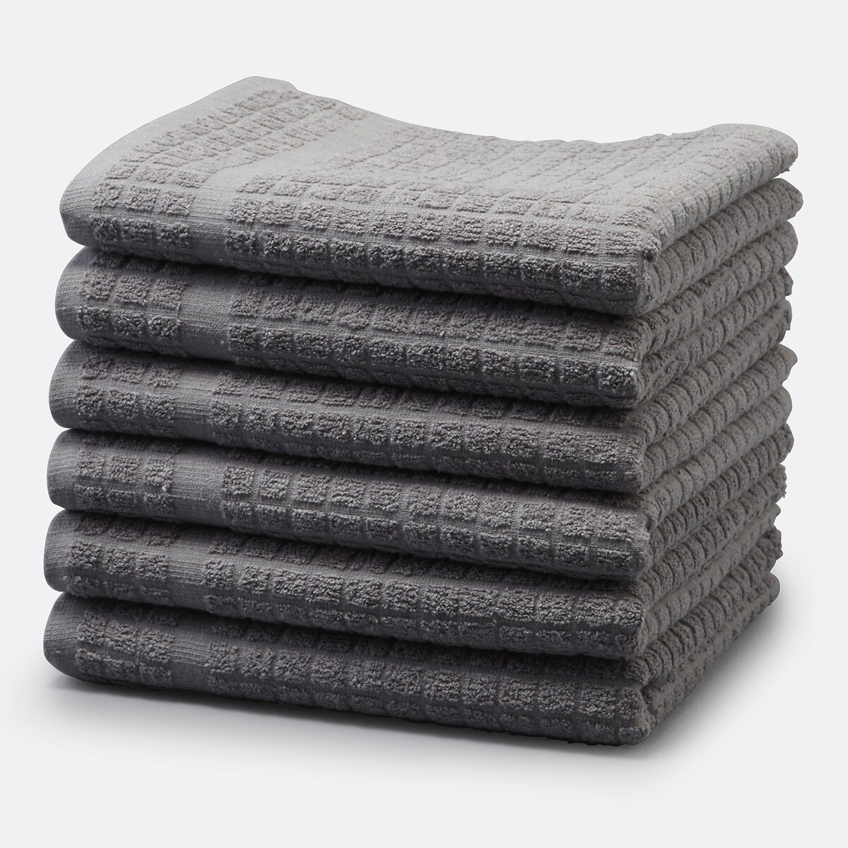 Lot de 6 essuies-mains éponge gris foncé, SO'HOME