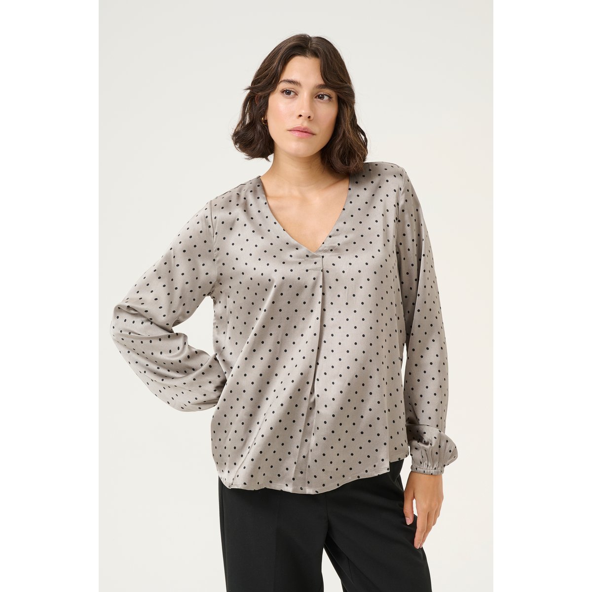 Sleeveless blouse gris/noir a pois steeple gray/black dot, KAFFE