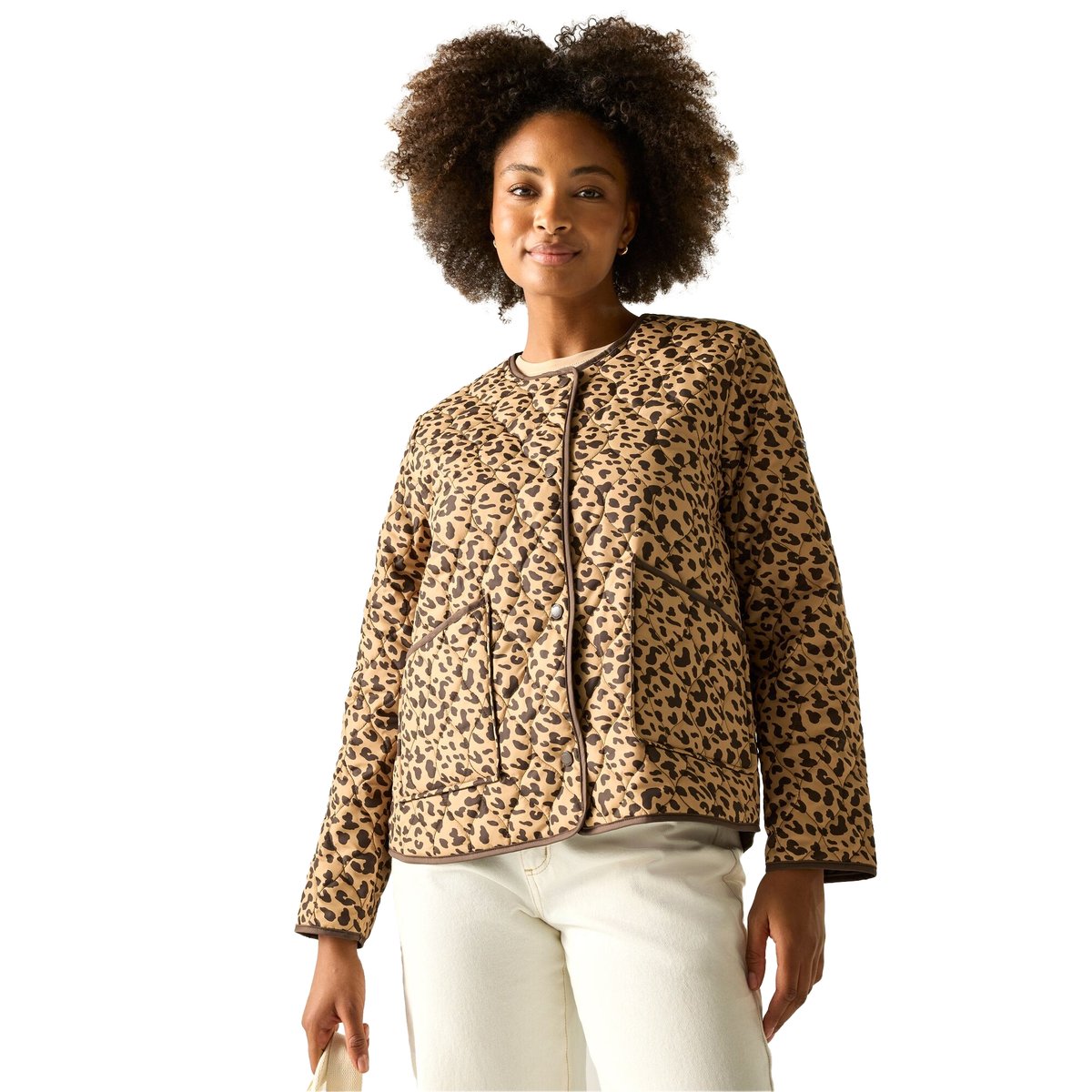 Veste matelassée à boutons-pression motif/style imprimé léopard MIRA marron, REGATTA
