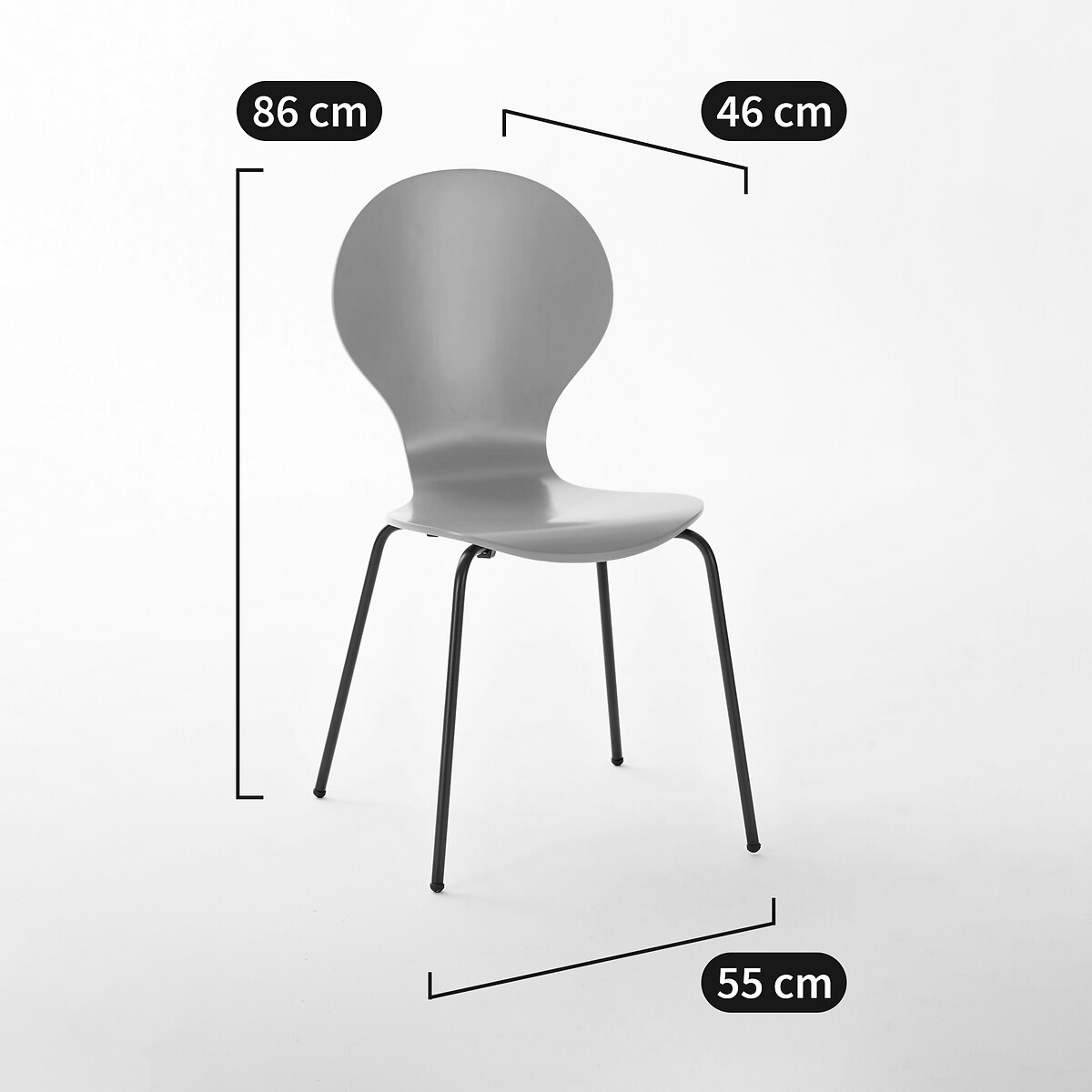 Lot de 2 chaises empilables, Lenon noir/teinté noyer, LA REDOUTE INTERIEURS