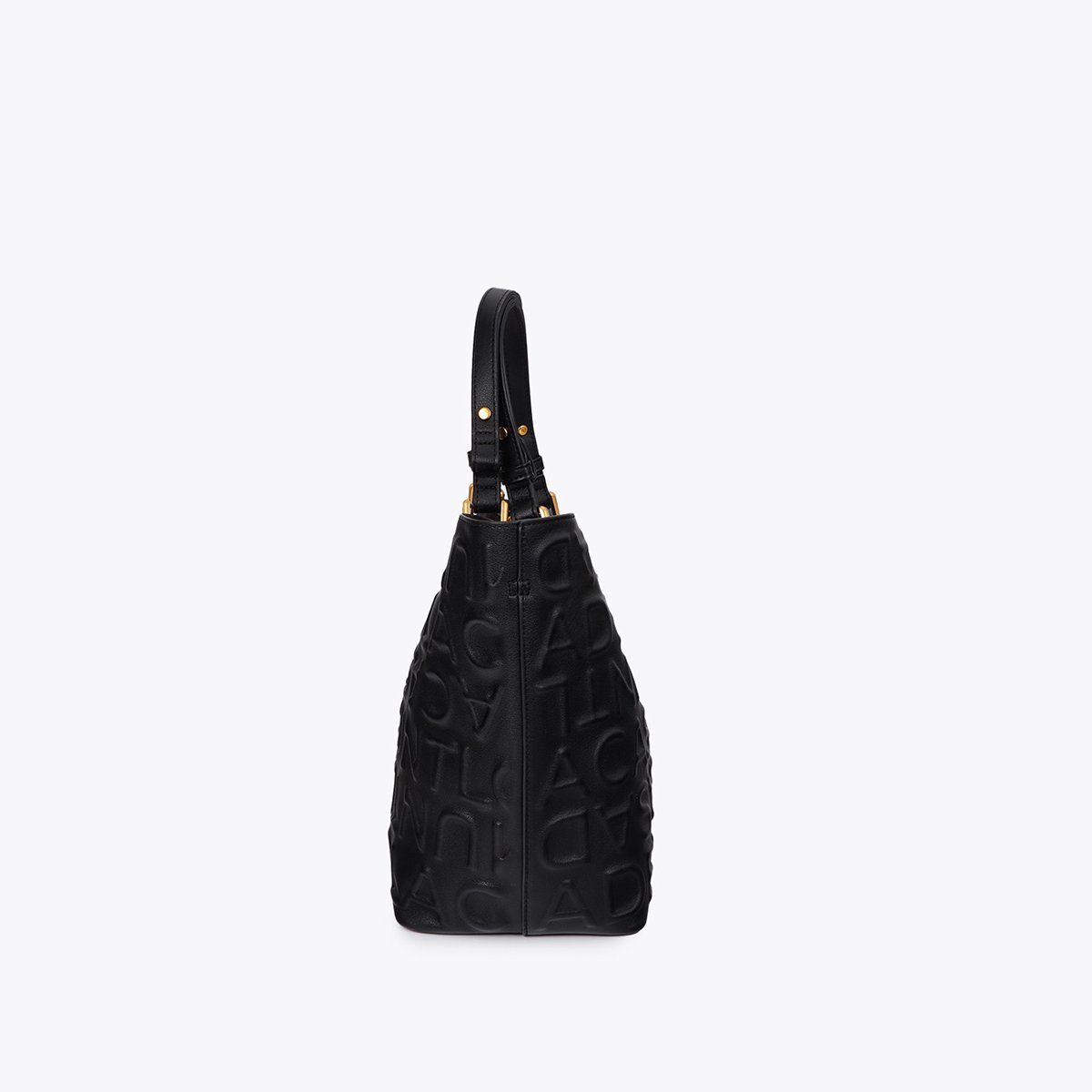 Cabas à logo embossé en simili cuir noir, LOLA CASADEMUNT