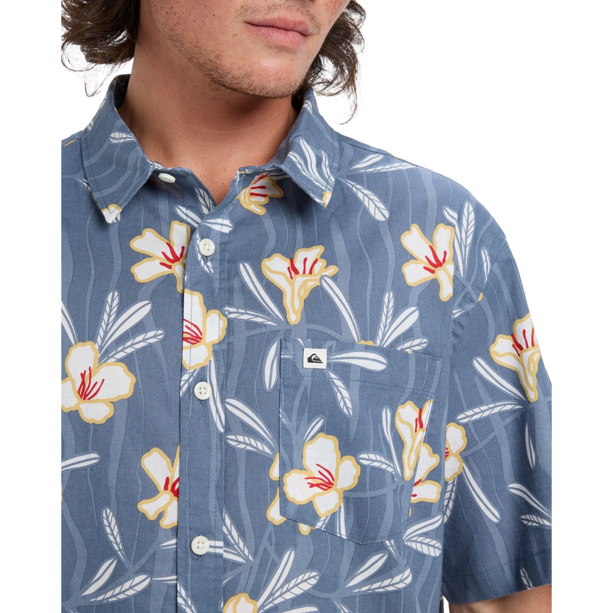 Chemise manches courtes APERO CLASSIC bleu china blue dusty floral, QUIKSILVER