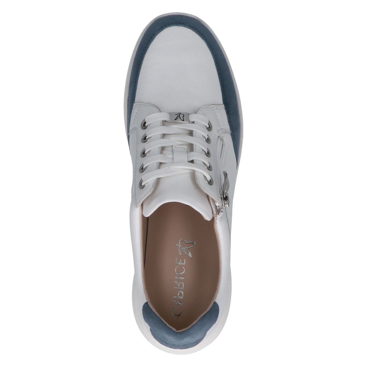 Basket en cuir blanc / bleu clair, CAPRICE