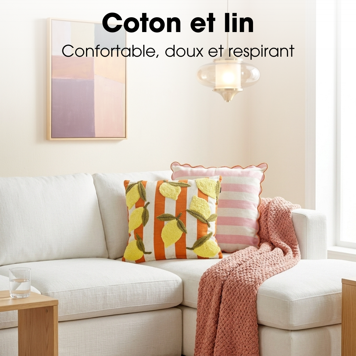 Coussin décoratif jaune, MICA DECORATIONS