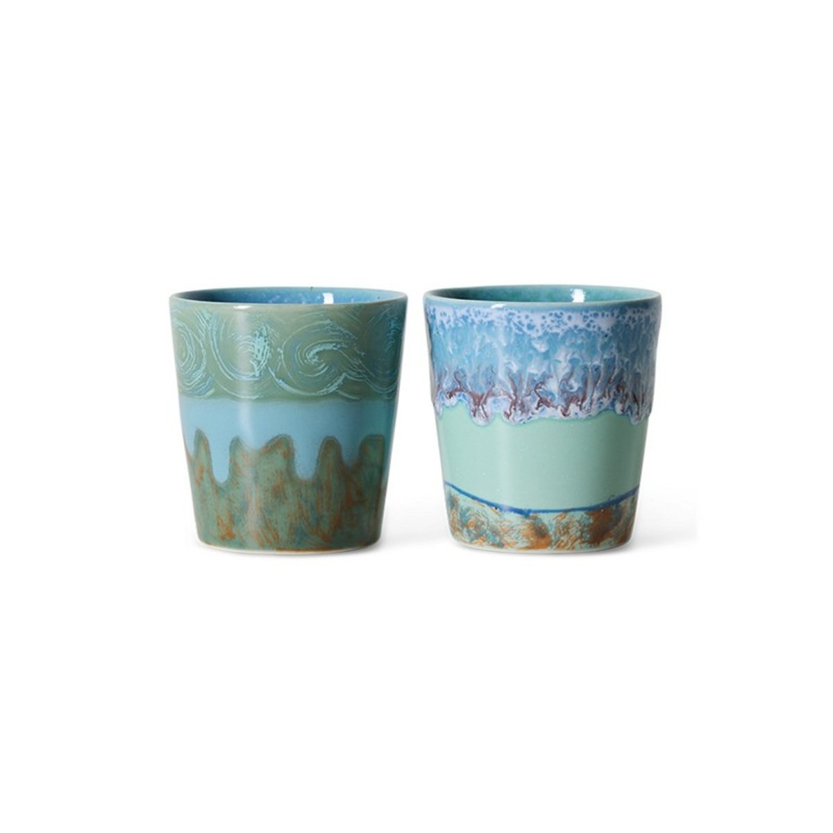 Tasses à café grès Van Gogh set de 2 Self Portrait bleu clair, HKLIVING