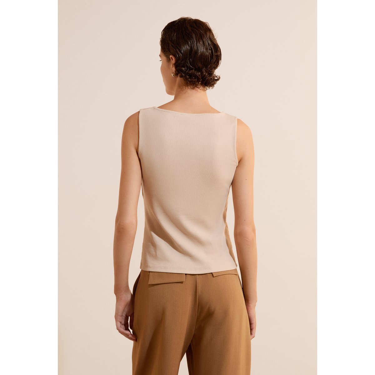 T-shirt sans manches en coton AARON beige, ETAM