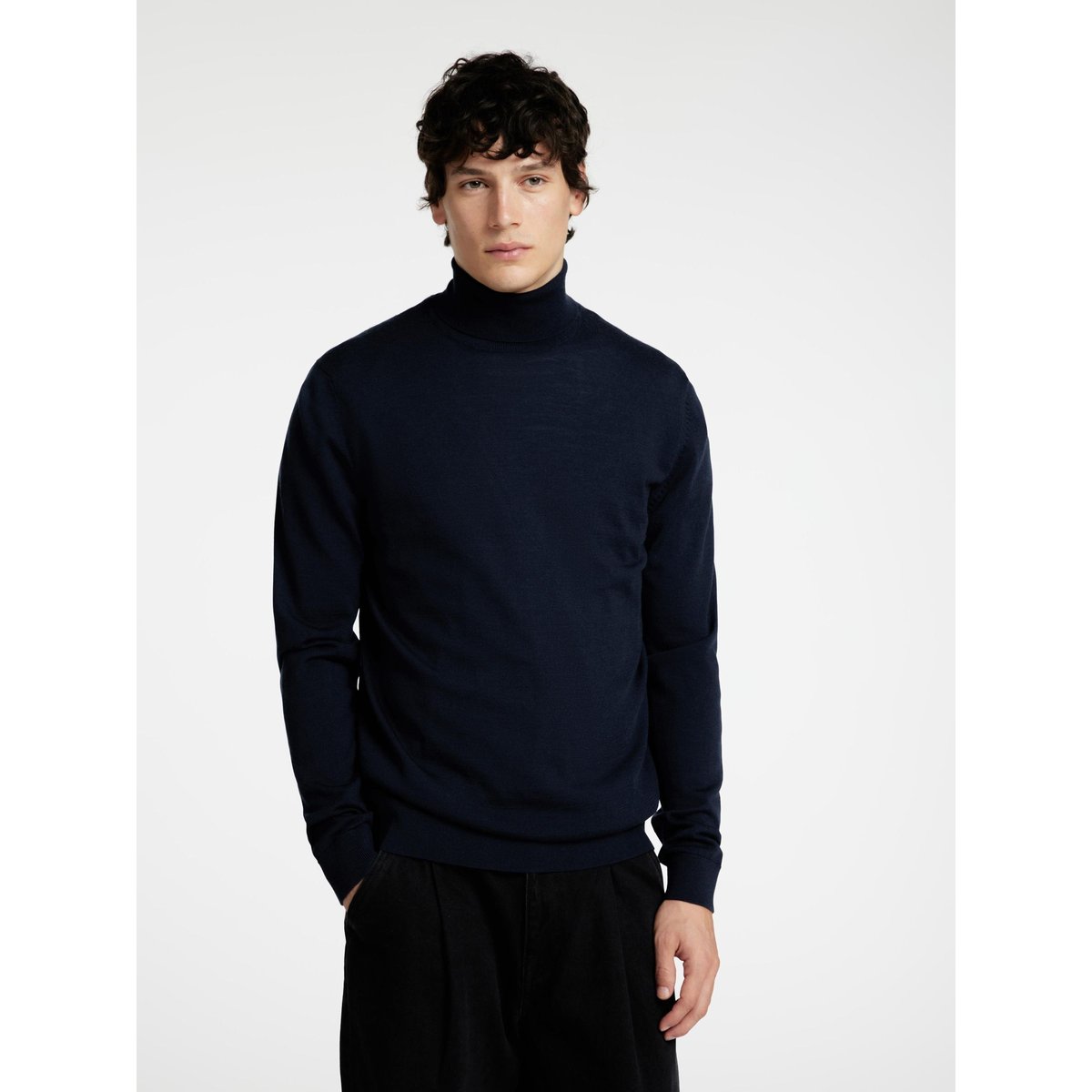 Col Roulé navy blazer, SELECTED
