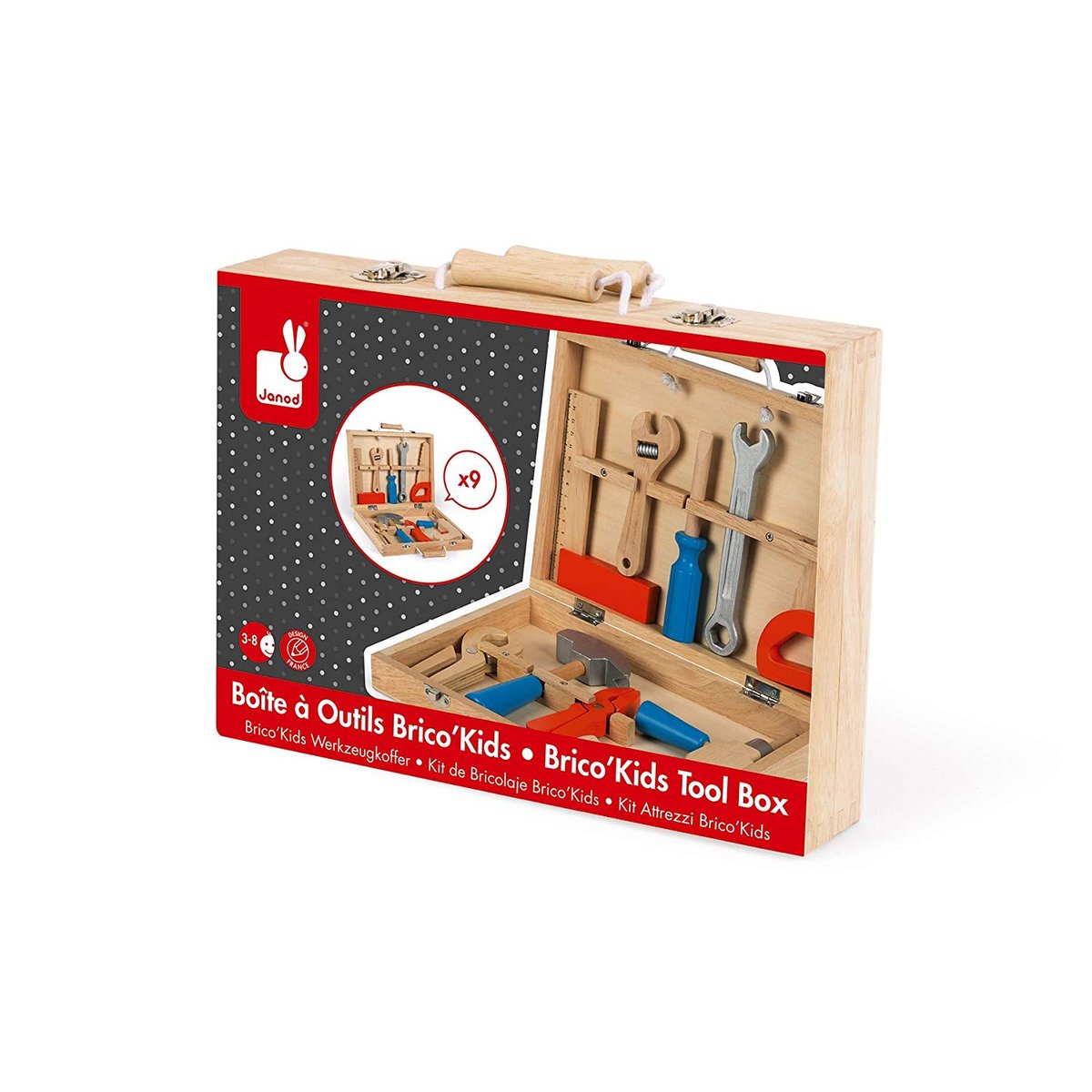 Boite À Outils Brico'kids, 9 Pièces multicolore, JANOD