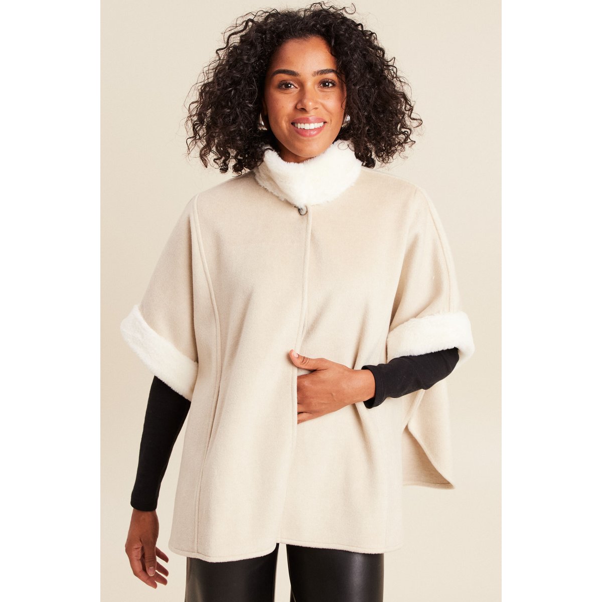Poncho cape coupe ample ivoire, BREAL