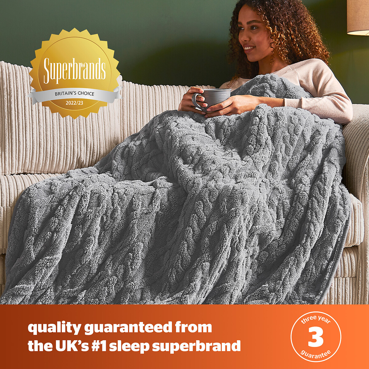 Luxury Super Cosy Heated Throw grey, SILENTNIGHT