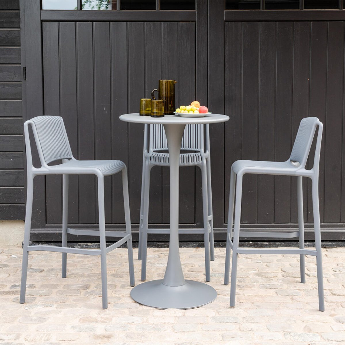Ensemble haut de jardin en résine et acier 2p Gris ANDREA gris anthracite, WILSA GARDEN