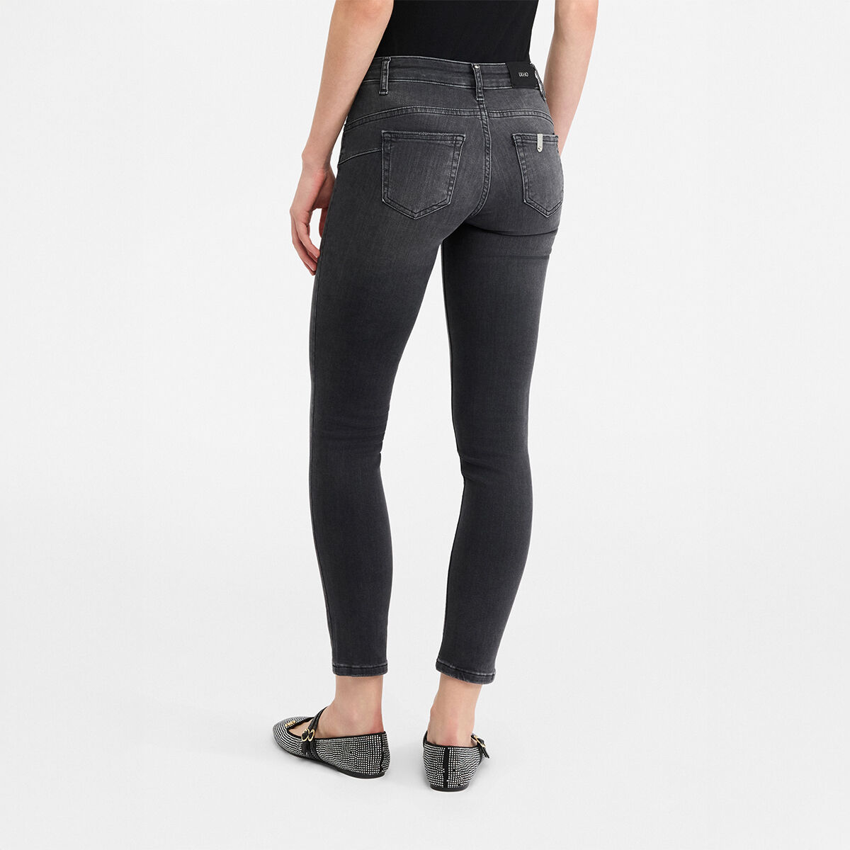 Jean skinny cropped denim noir, LIU JO