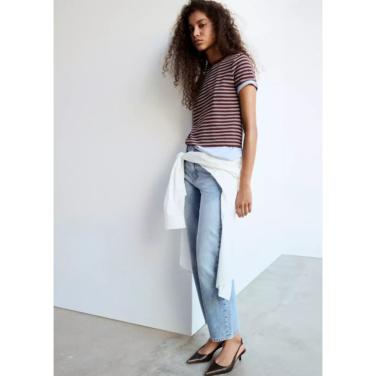 Jean droit taille normale bleu moyen, MANGO