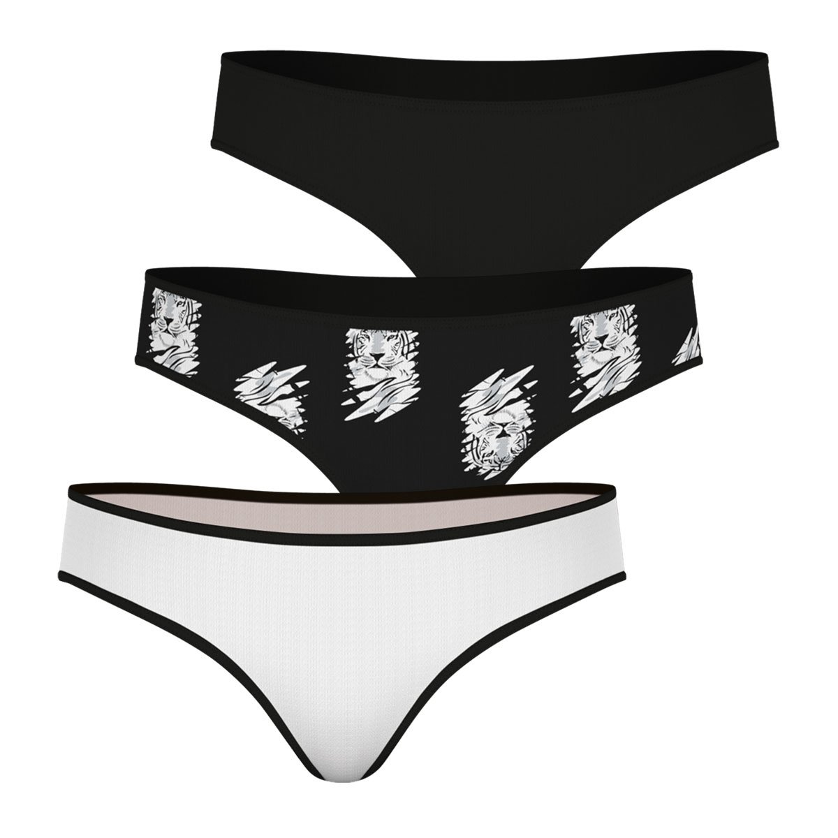 Slips, lot de 3, girl mode noir-blanc, ATHENA