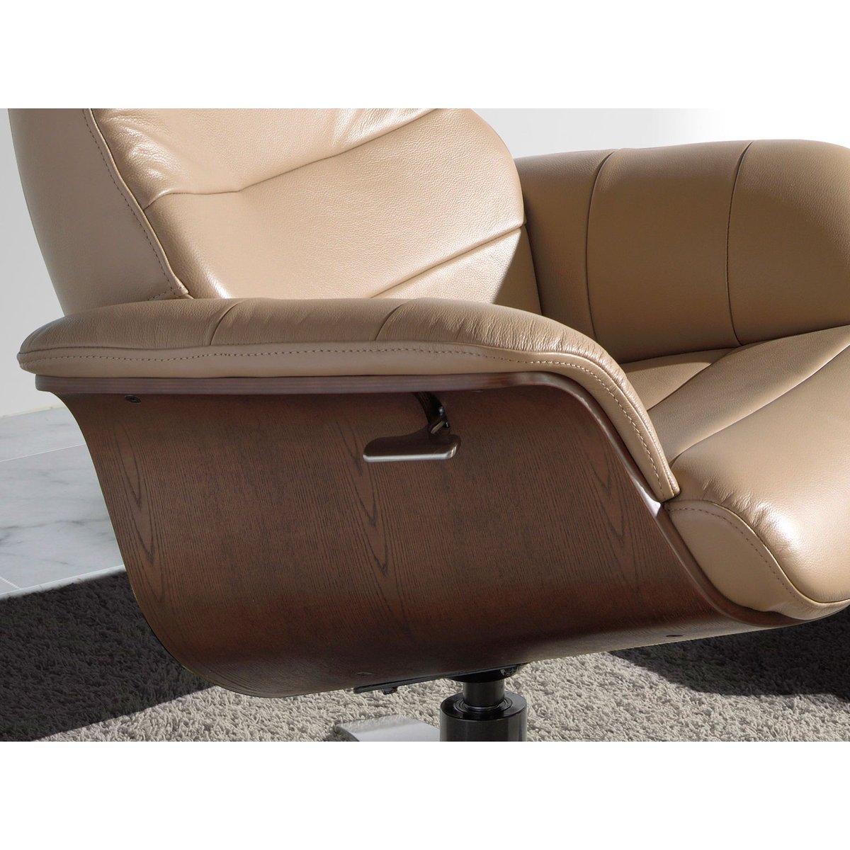 Fauteuil pivotant en cuir sable | gris anthracite, ANGEL CERDA
