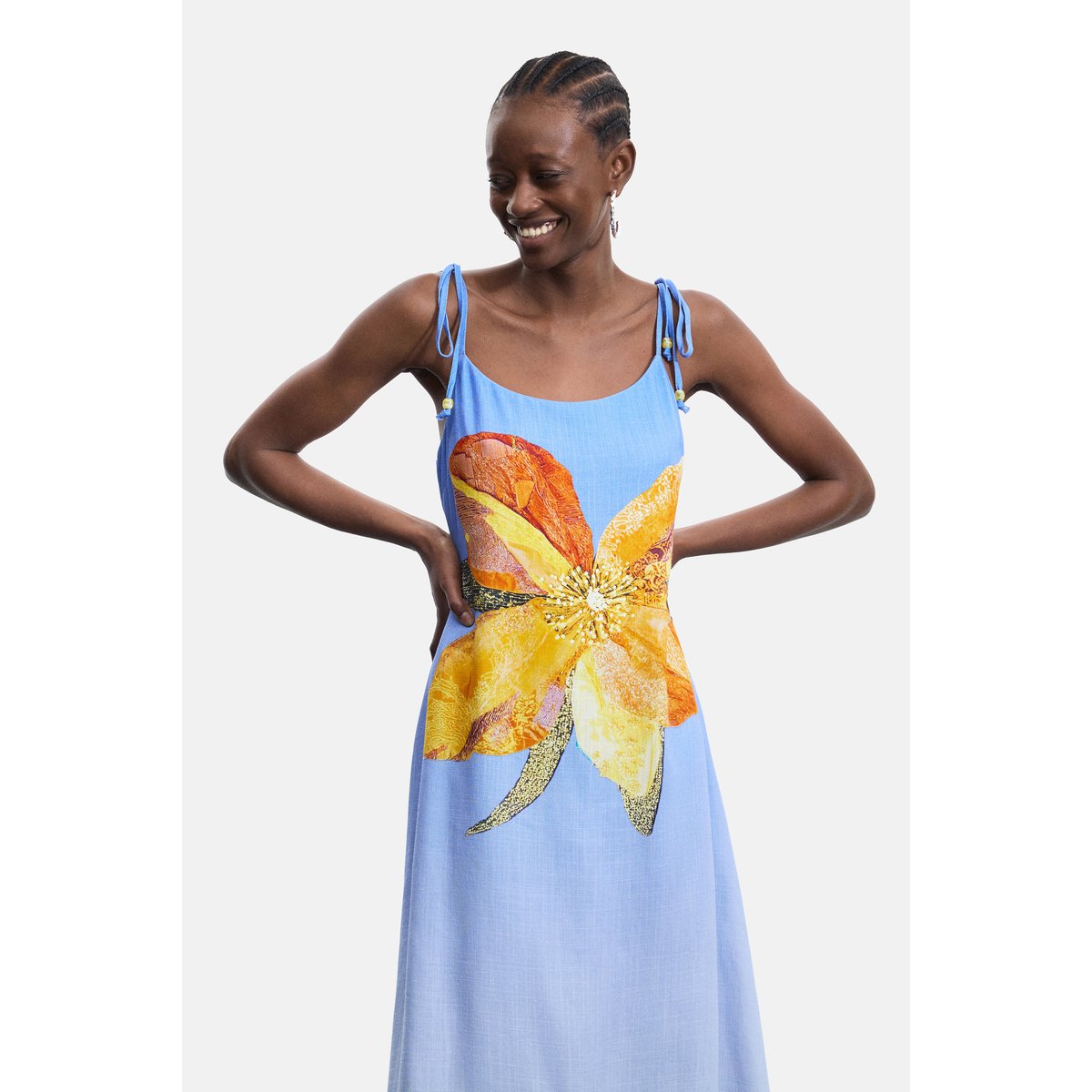 Robe longue imprimée bleu, DESIGUAL