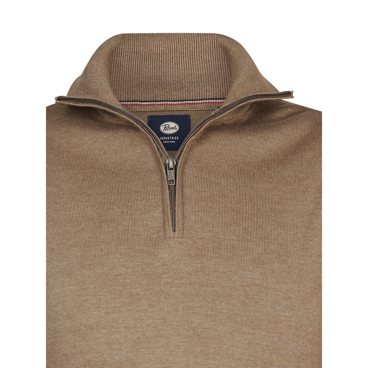 Pull col montant en fine maille camel, PETROL INDUSTRIES
