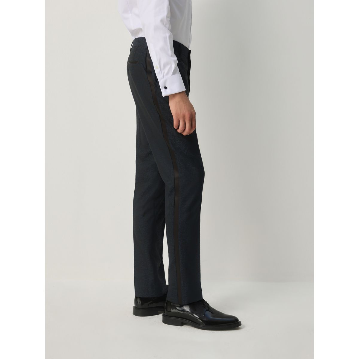Pantalon de smoking slim à motif jacquard bleu marine, NEXT