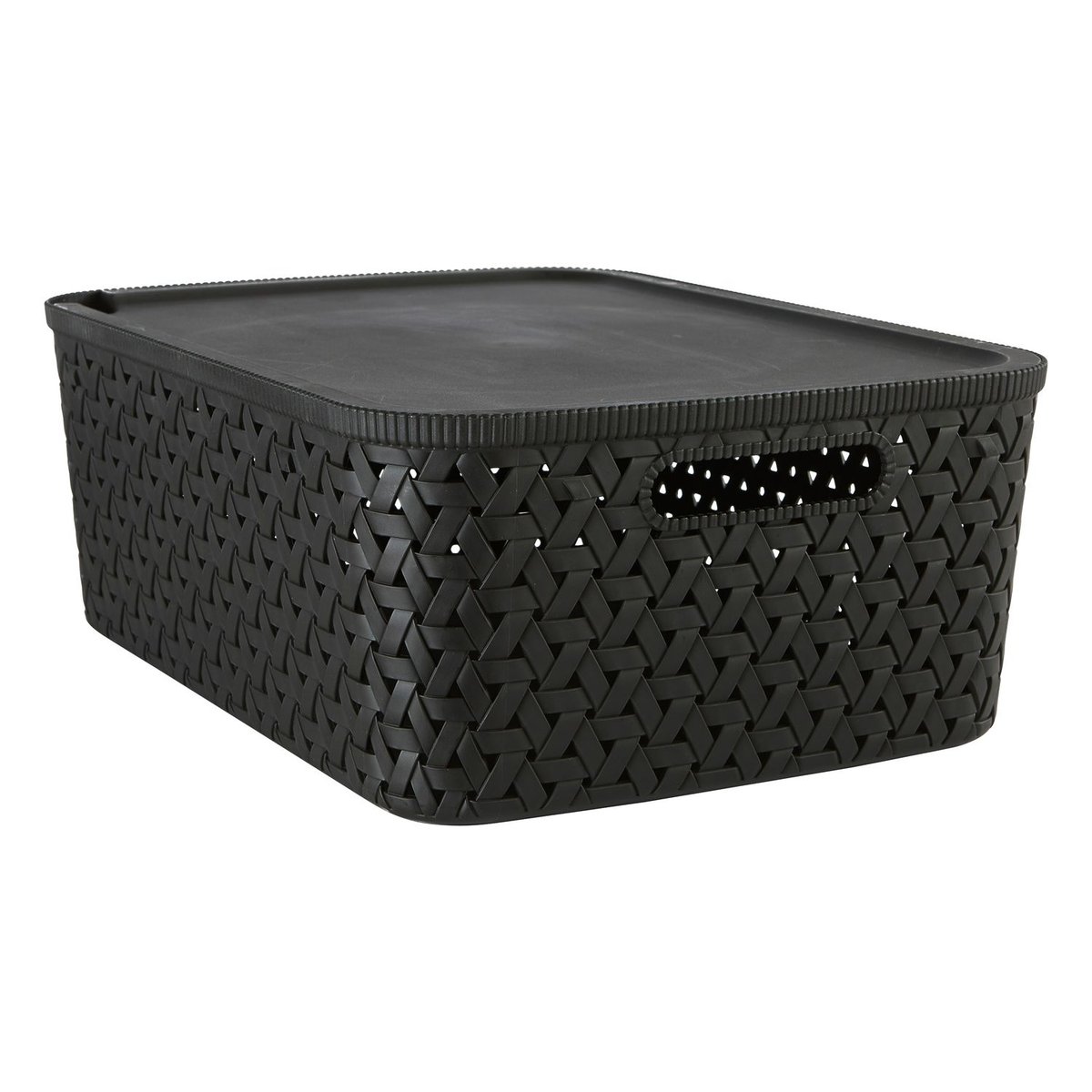 Panier de rangement tressé à couvercle TRESSY noir, ATMOSPHERA