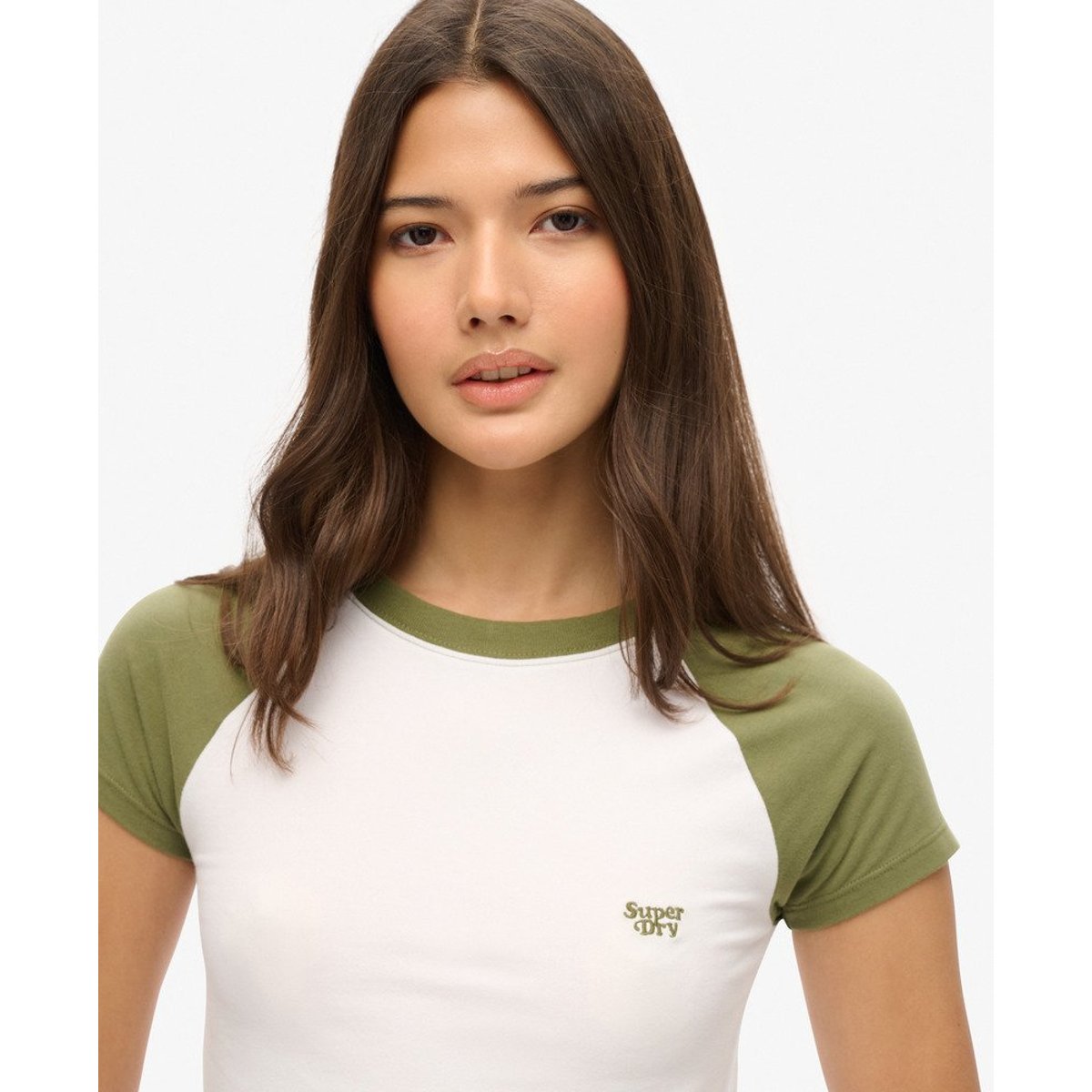 T-shirt de baseball baby court optic/kaki olive, SUPERDRY