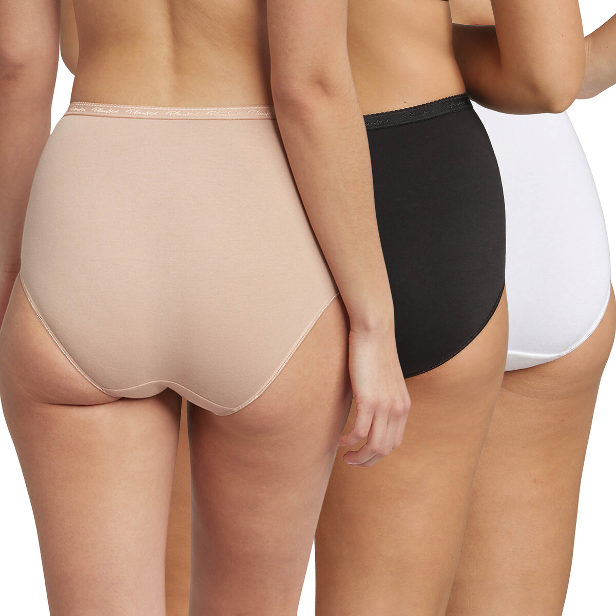 Pack of 3 Maxi Knickers in Organic Cotton black+white+beige, PLAYTEX