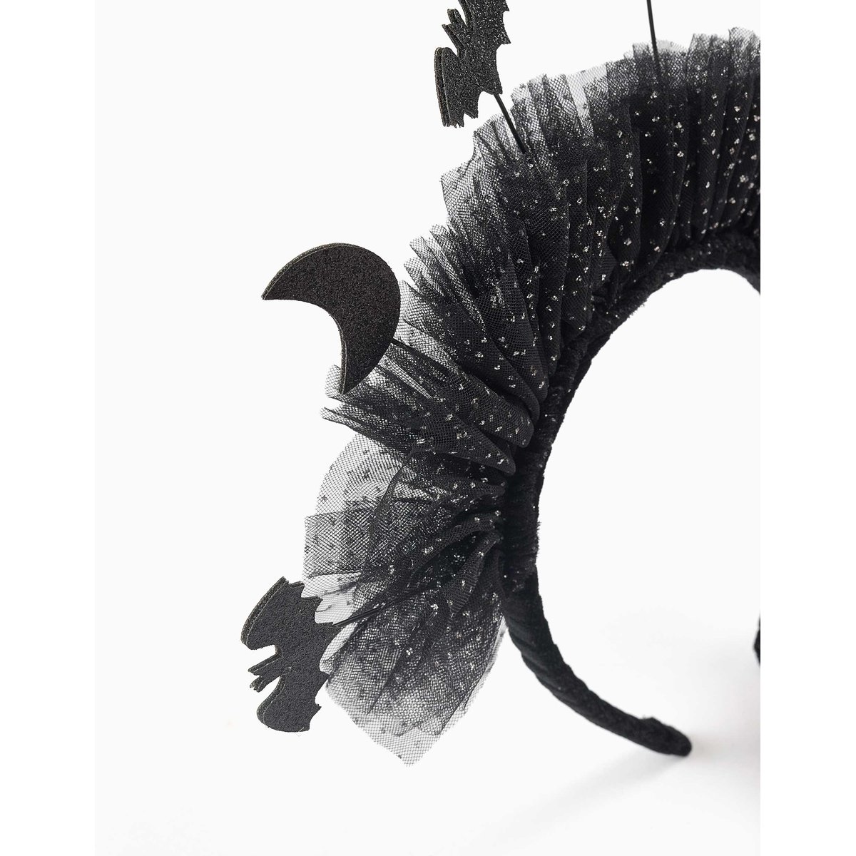 Serre-tête en tulle avec lunes et chauves-souris noir, ZIPPY