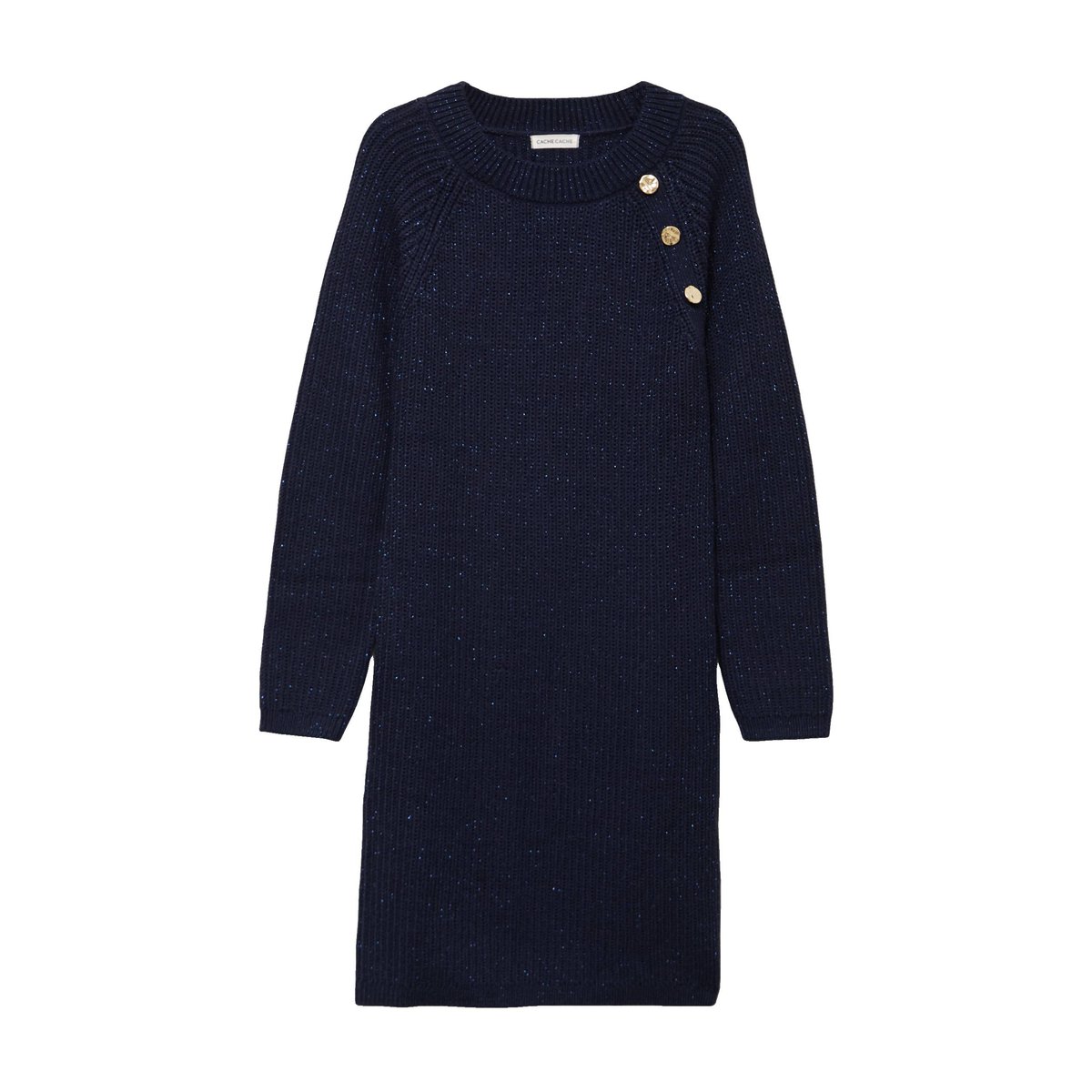 Robe pull détails de boutons bleu marine, CACHE CACHE