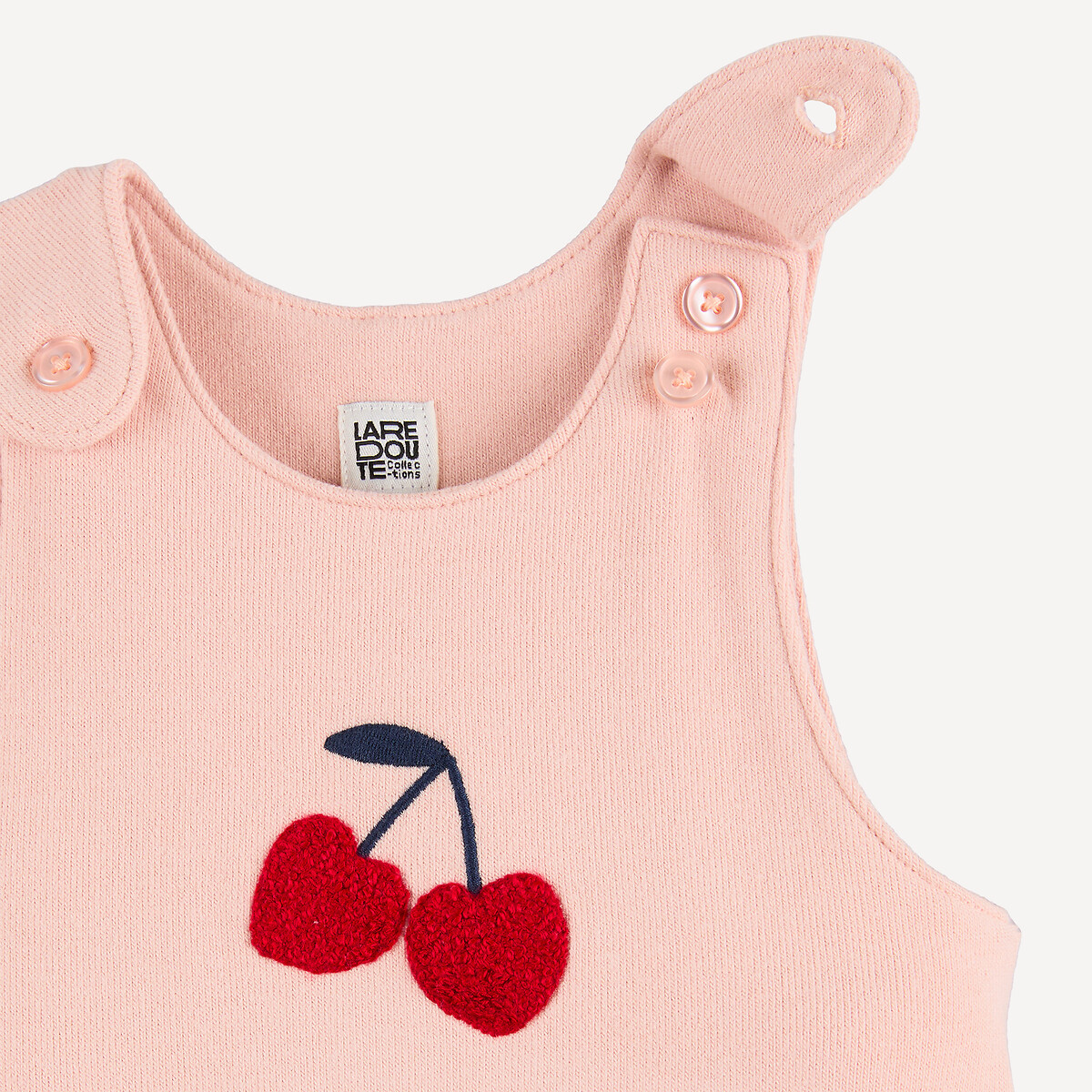 Salopette sans manches, motif cerises brodé rose, LA REDOUTE COLLECTIONS