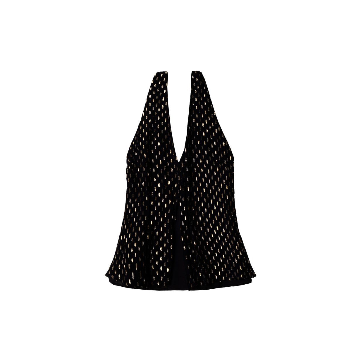 Haut plumeti avec décolleté en V et nœud au cou noir, THE-ARE