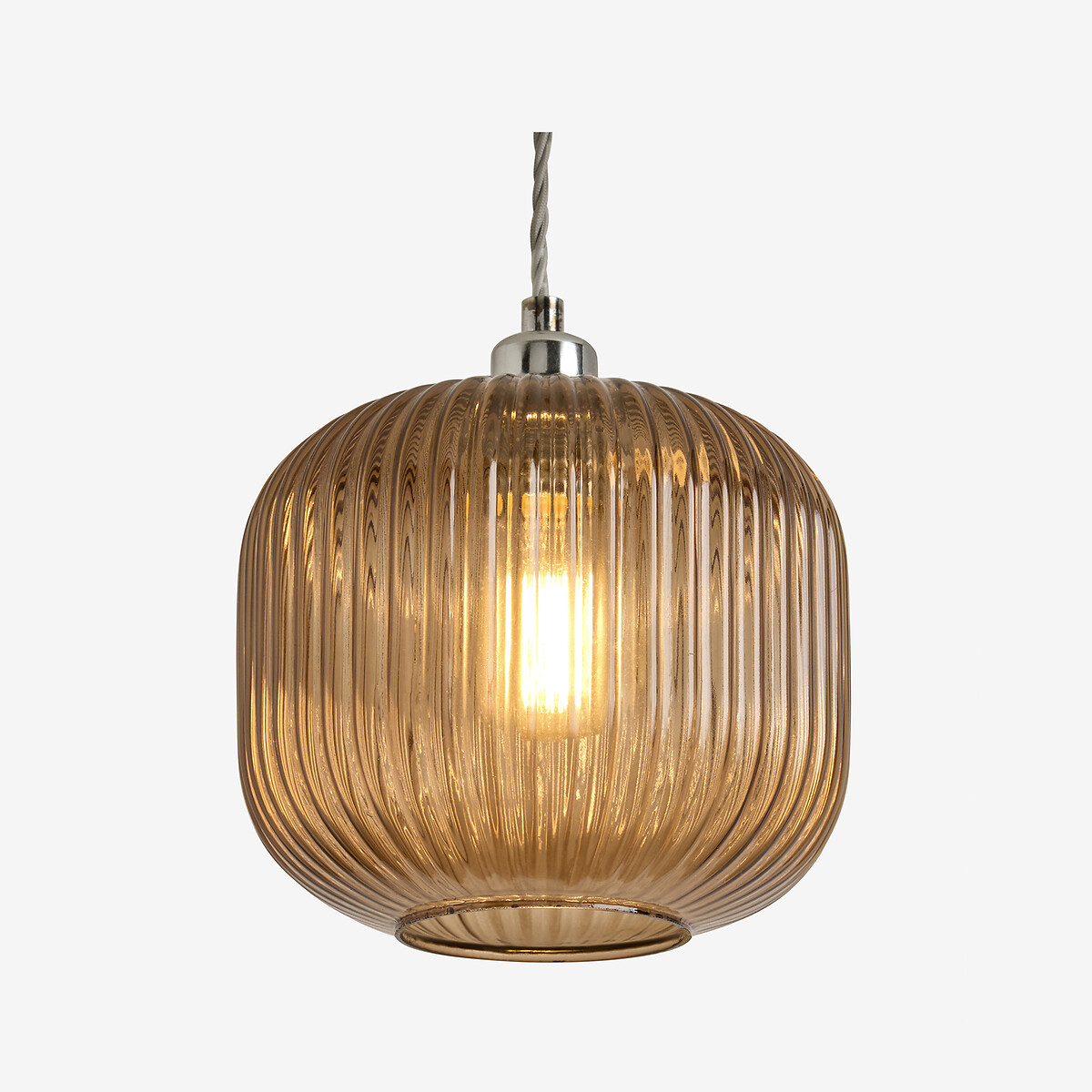 MADE.COM Briz Ribbed Glass Easyfit Pendant Light Shade amber, MADE