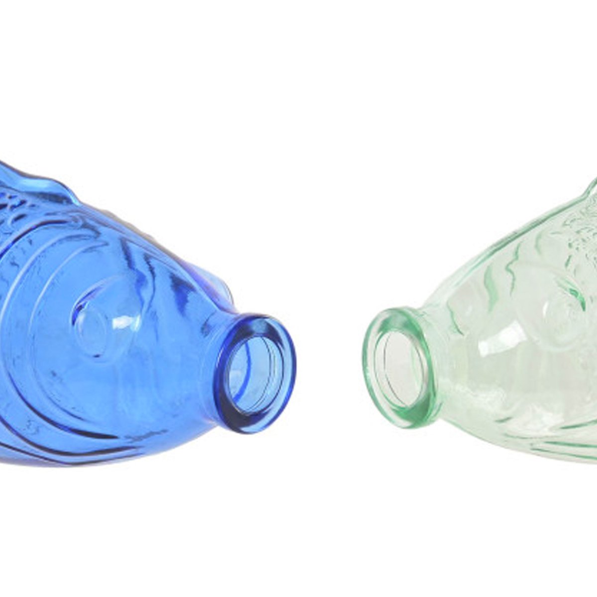 Set de 2 vases en verre vert et bleu poissons 10x7x26cm vert, WADIGA