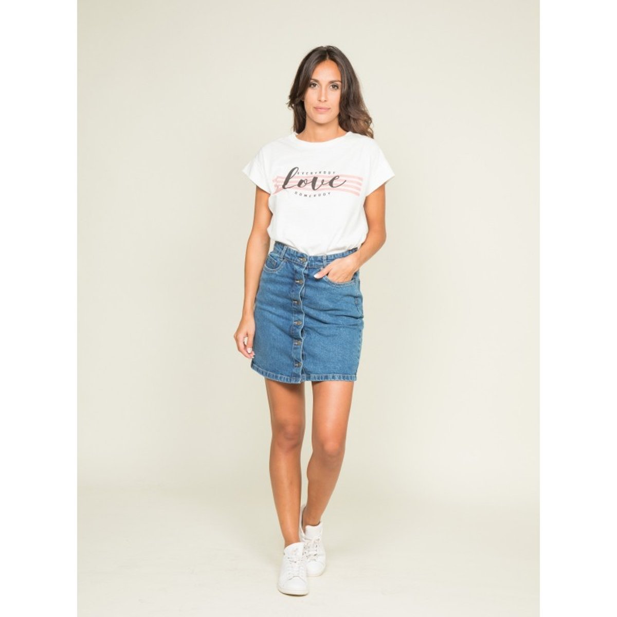T-shirt Col Rond Message Fody blanc, DONA LISA
