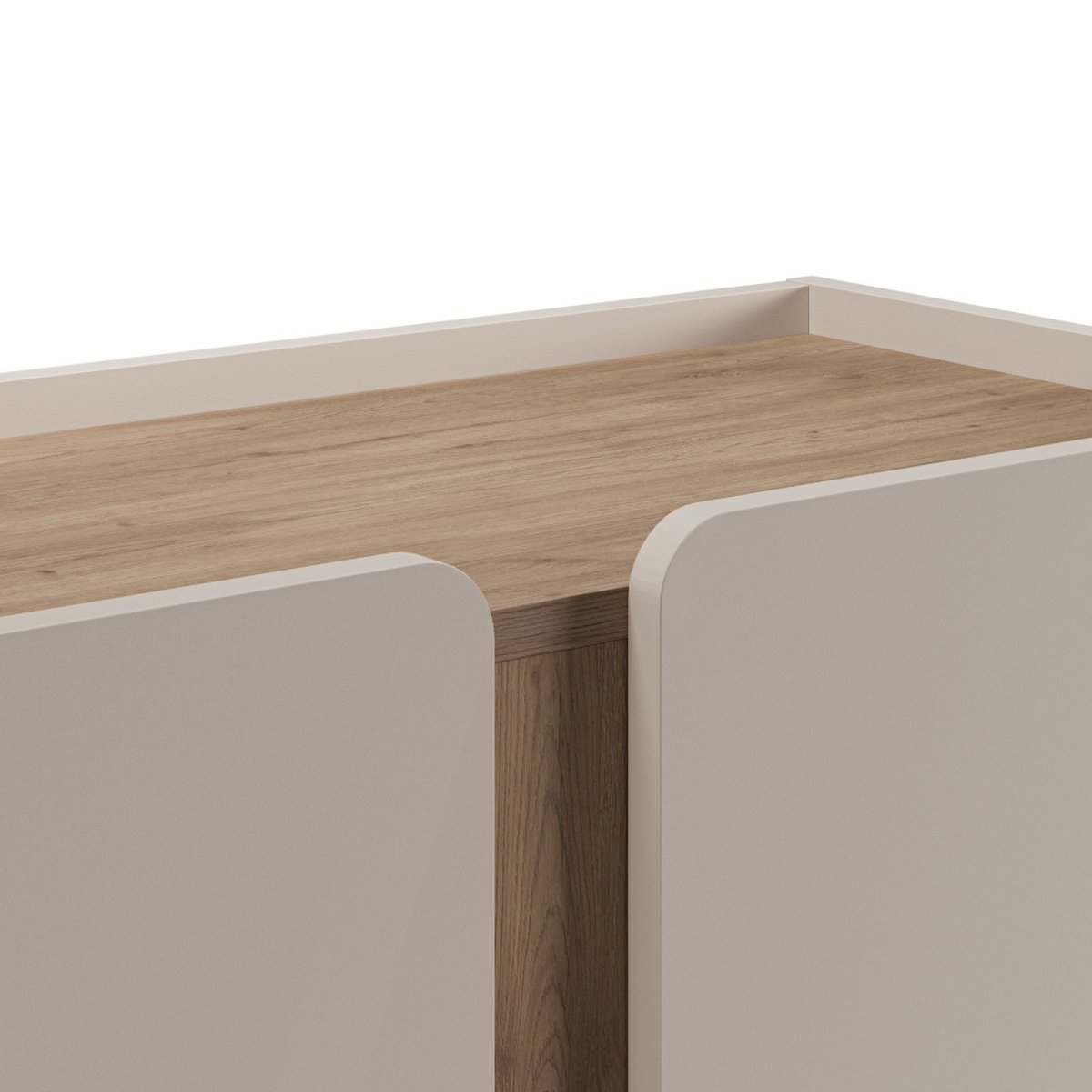 Buffet 2 portes en bois et métal H120cm- BOXY beige, DRAWER