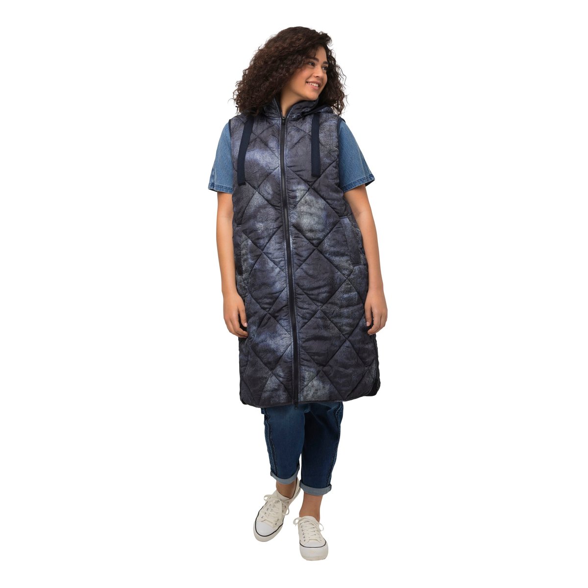Long gilet matelassé gris bleu, ULLA POPKEN