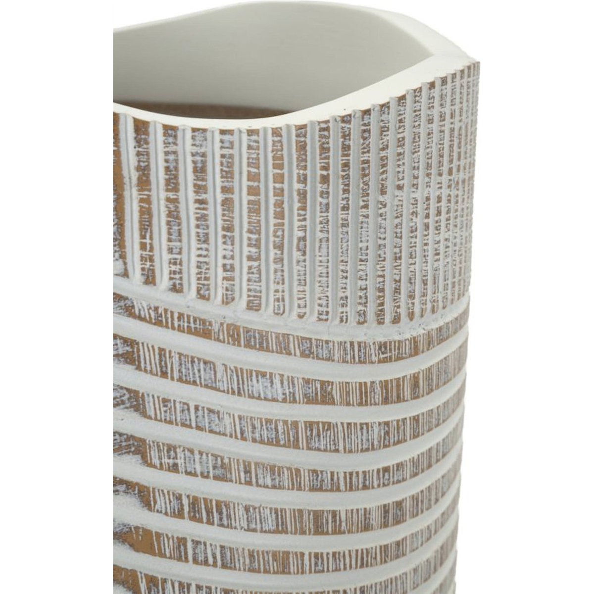 Vase sculpté inspiration veinage bois MODERN blanc patiné, RECOLLECTION