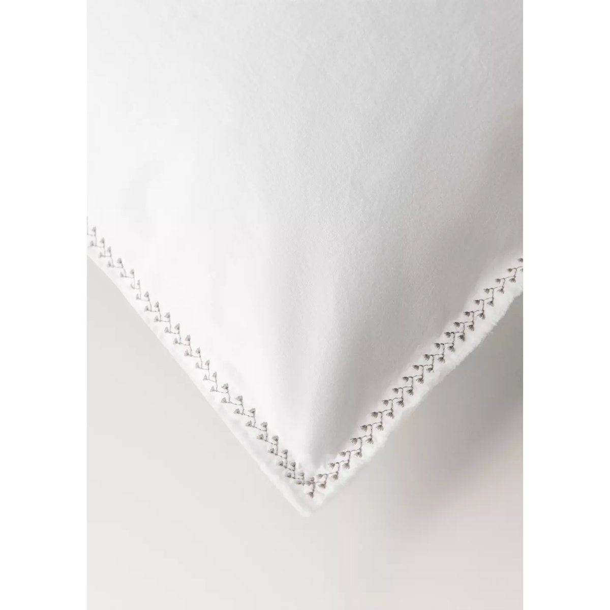 Housse de couette percale de coton lavé surpiqûre zigzag lit 90 cm blanc cassé, MANGO HOME