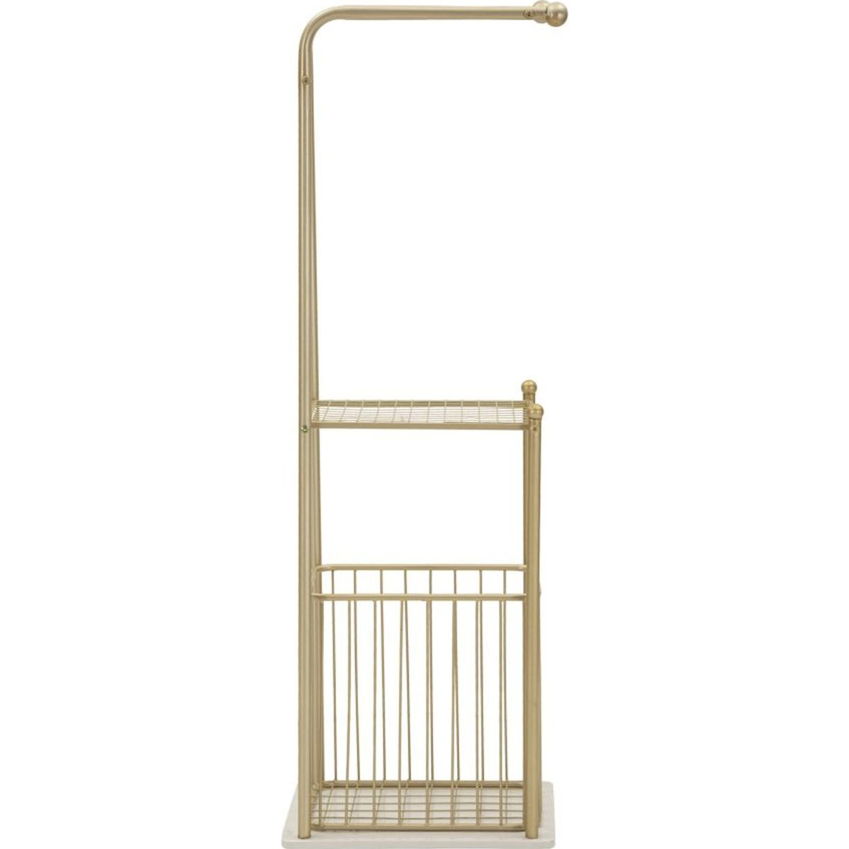Porte-serviettes sur pied métal socle effet marbre doré et blanc, RECOLLECTION