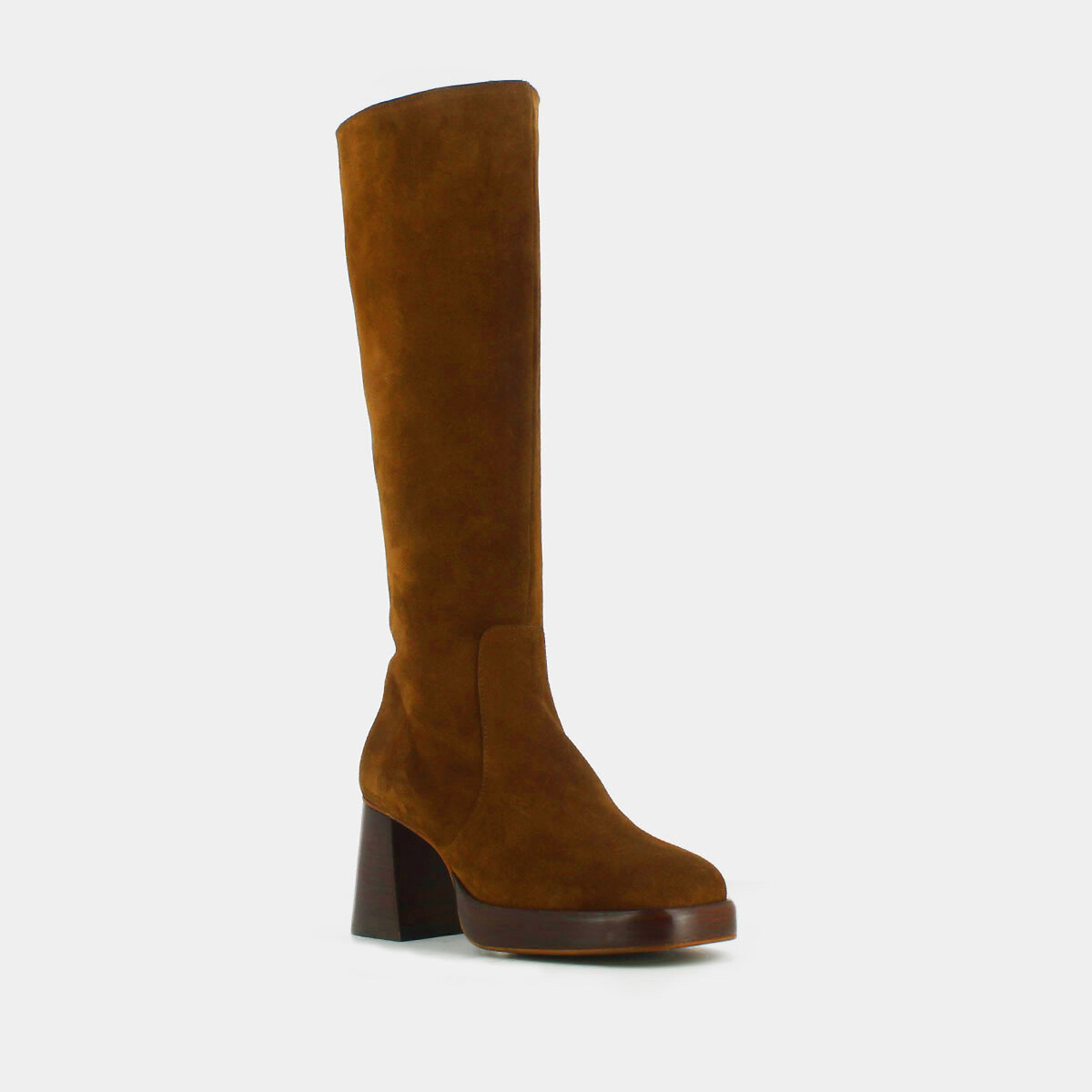Betina Suede Calf Boots with Heel brown, JONAK