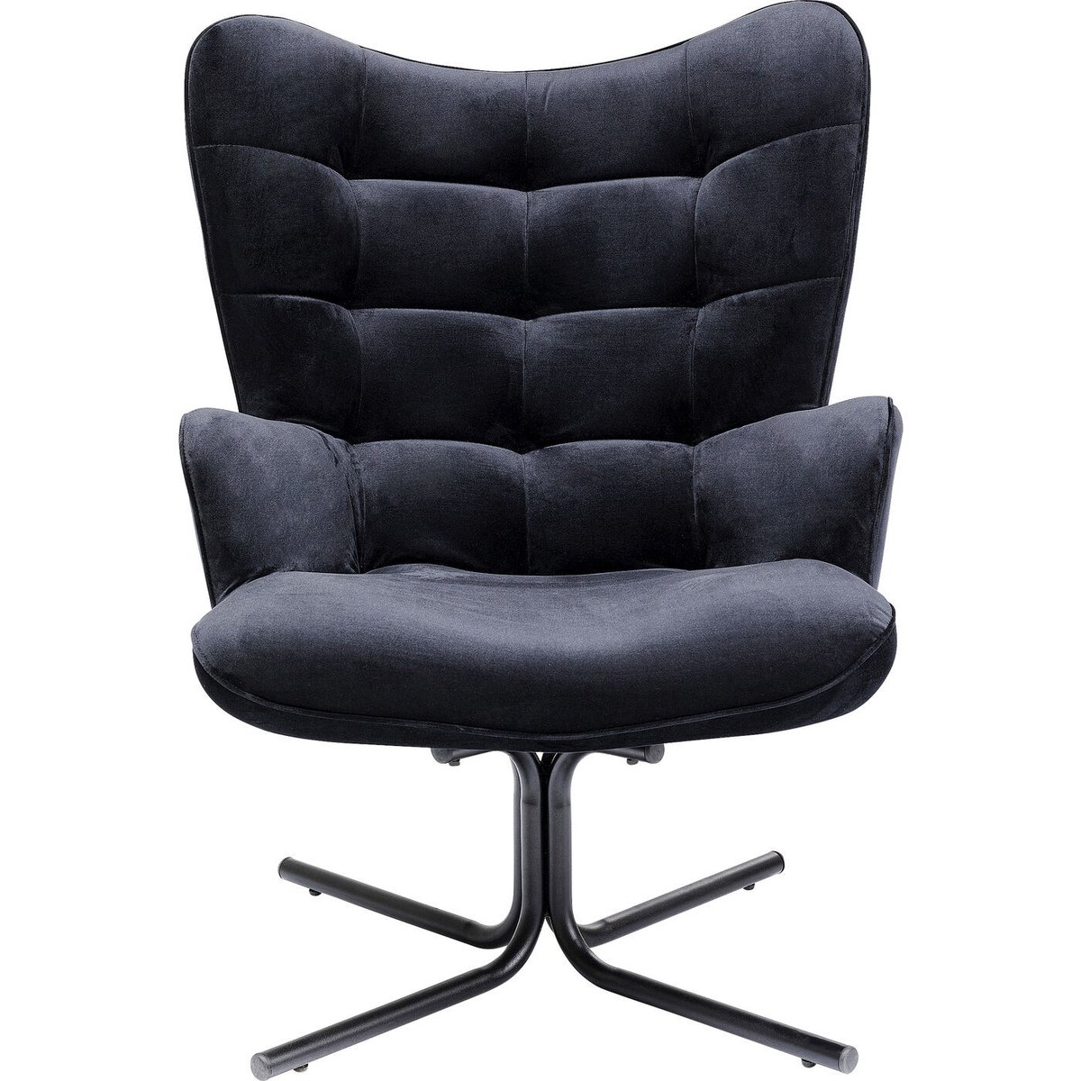 Fauteuil pivotant en velours, OSCAR noir, KARE DESIGN
