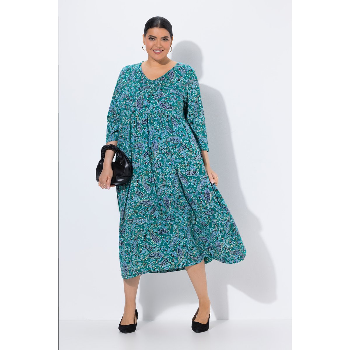 Robe en jersey motif cachemire émeraude, ULLA POPKEN