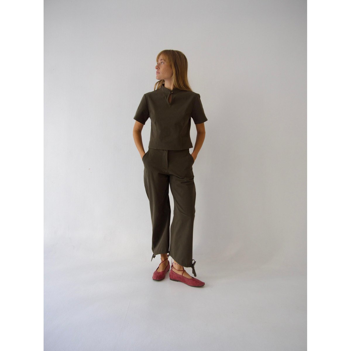 Pantalon large cropped CARLOTA kaki, MINDTRAVELER