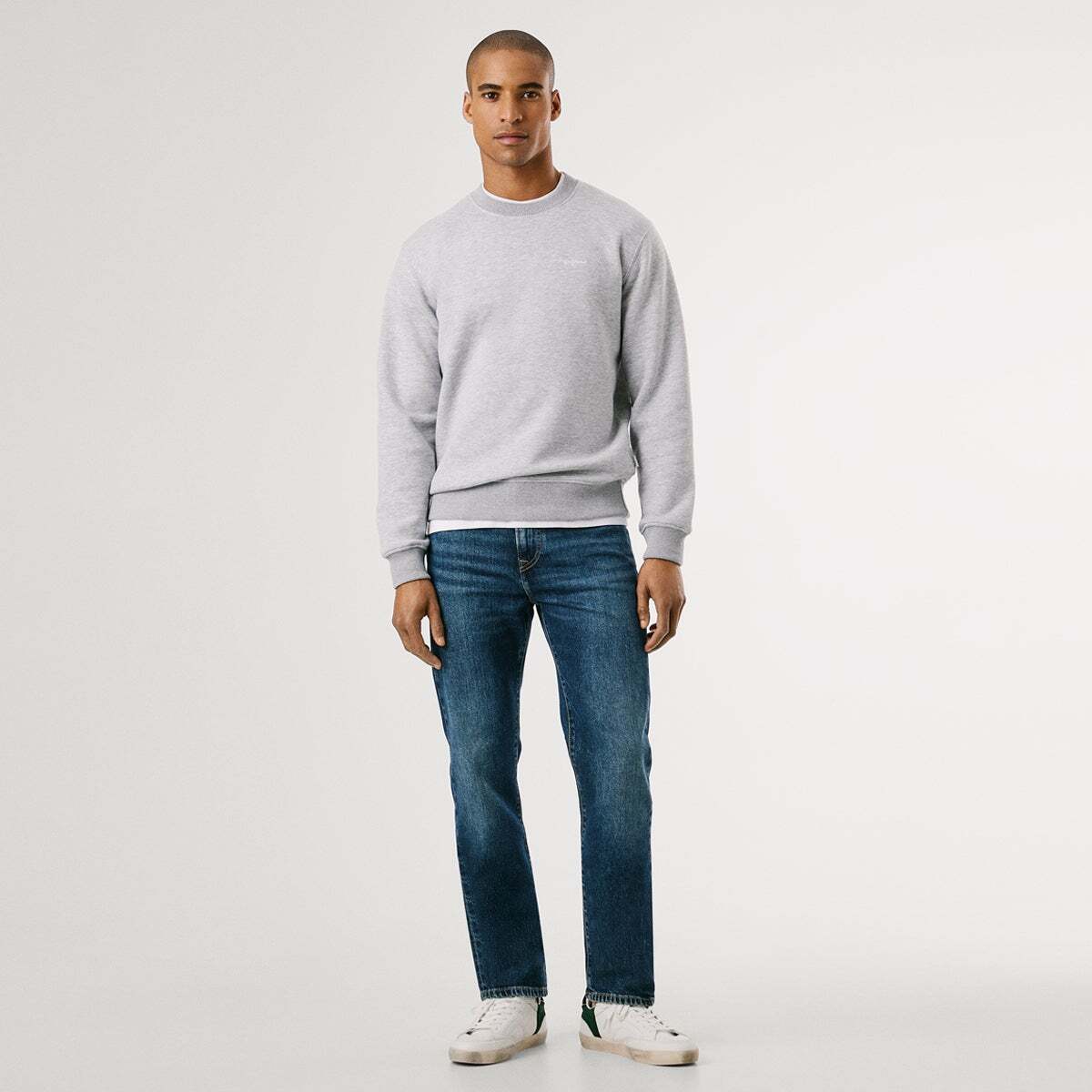 Sweat-Shirt À Col Rond Avec Logo gris chine, PEPE JEANS