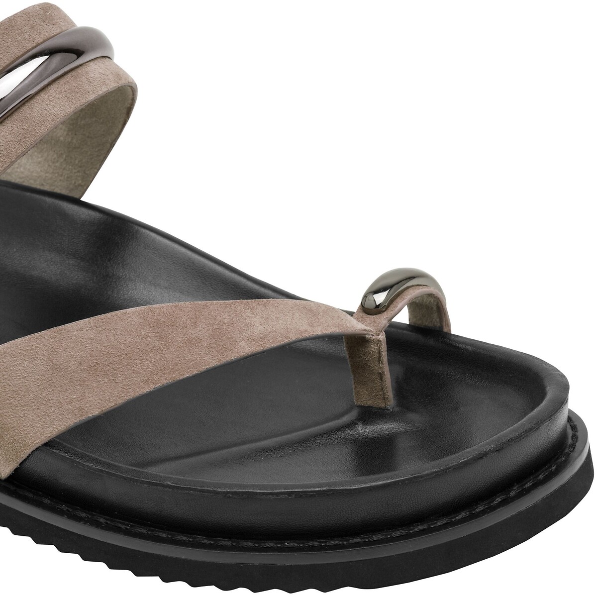 Mules de dedo de cuero marrón grisáceo, TAMARIS