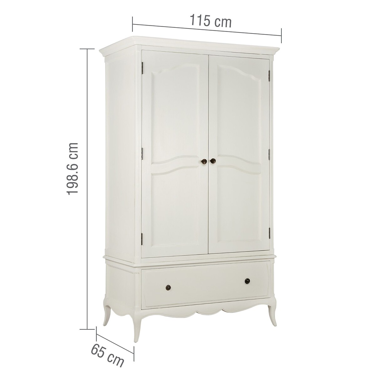 Amelie French-Style 2 Door Wardrobe grey white , WILLIS & GAMBIER