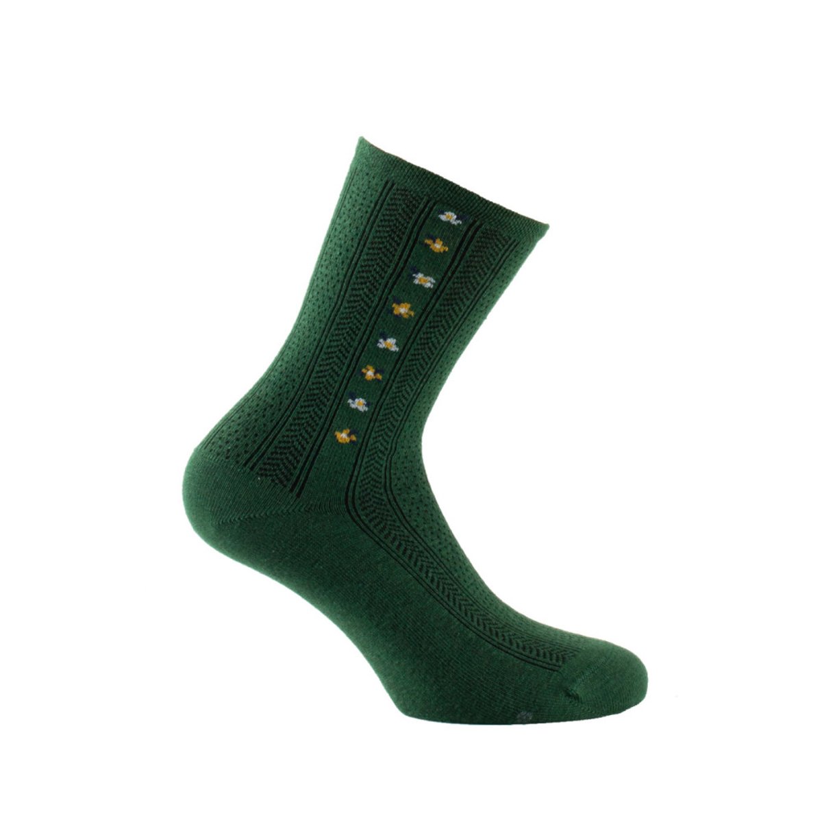 Pack de 3 paires de mi-chaussettes motif floral vert, KINDY
