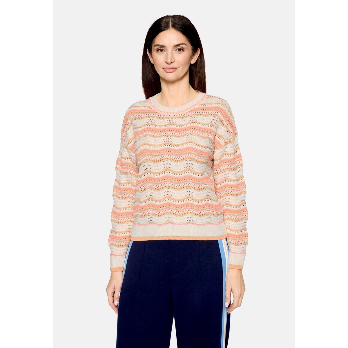 Pull-over en maille à encolure ronde cream/orange, CARTOON